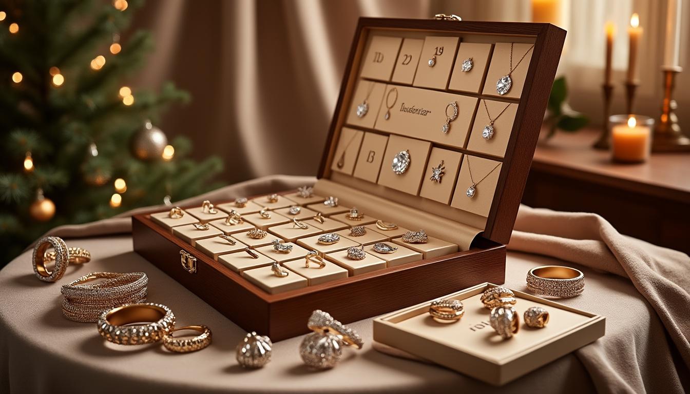 découvrez notre calendrier de l'avent bijoux, conçu pour tous les styles ! chaque jour, ouvrez une nouvelle surprise scintillante et festive qui reflète votre personnalité. ne manquez pas l'occasion de trouver le bijou parfait pour illuminer votre mois de décembre !