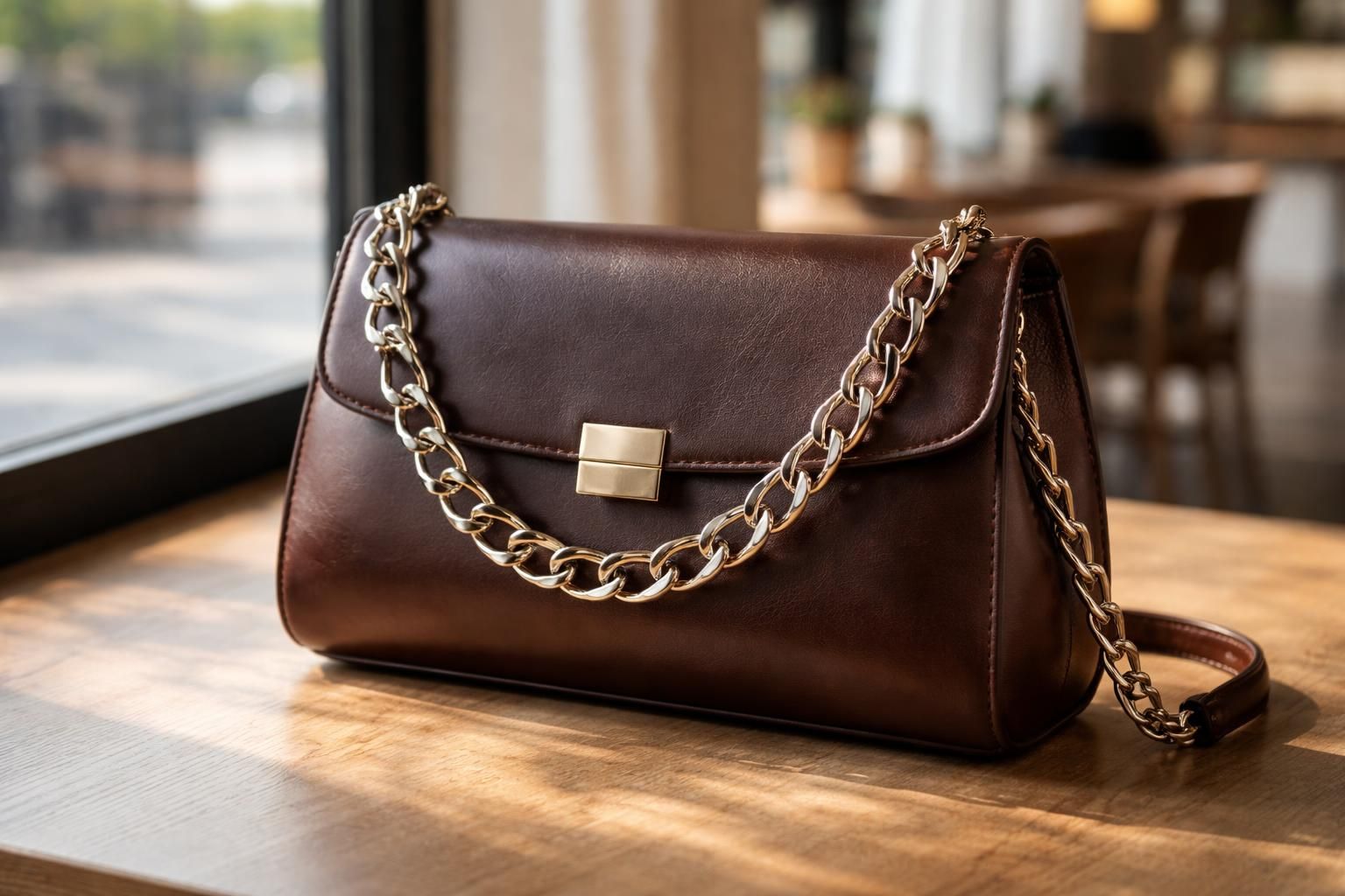 découvrez le sac cuir avec chaîne, l'accessoire essentiel alliant style et praticité pour accompagner tous vos déplacements avec élégance.